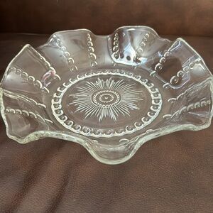 Vintage Federal Glass Columbia Ruffled Edge Dish